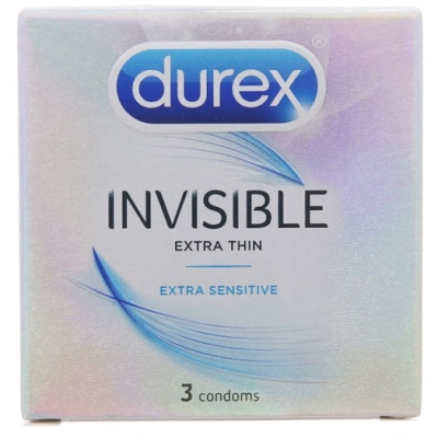Hộp 3 cái BCS siêu mỏng, tăng cảm xúc Durex Invisible Extra Thin Extra Sensitive