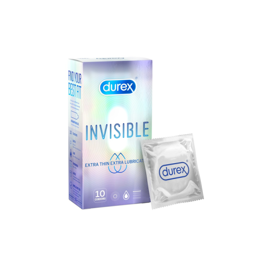 Hộp 10 cái BCS siêu mỏng, tăng cảm xúc Durex Invisible Extra Thin Extra Lubricated
