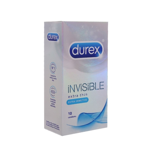 Hộp 10 cái BCS siêu mỏng, tăng cảm xúc Durex Invisible Extra Thin Extra Sensitive
