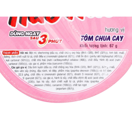 Mì Ly Handy Tôm chua cay 67gr